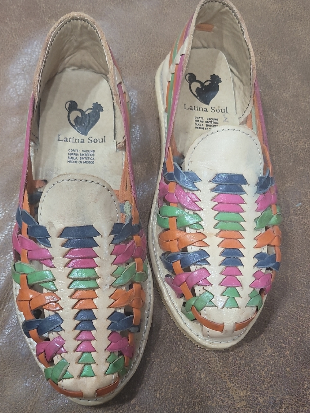 Women’s Multicolor Leather Huarache Slip-Ons